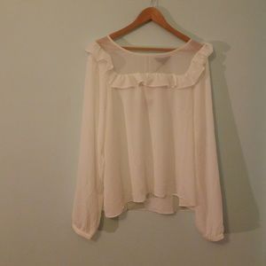 White blouse with ruffle detail